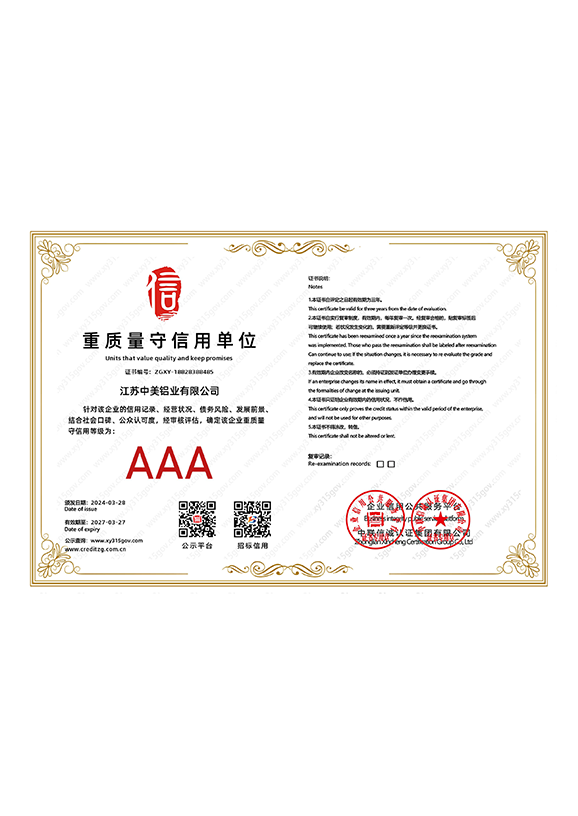 重質(zhì)量守信用單位證書